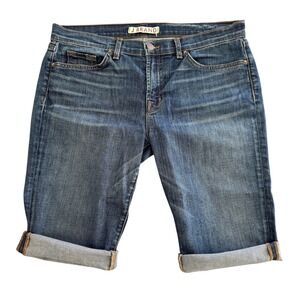 J Brand Lilly 31 (Actual 33x11) Blue Denim Women's‎ Cuffed Jean Shorts